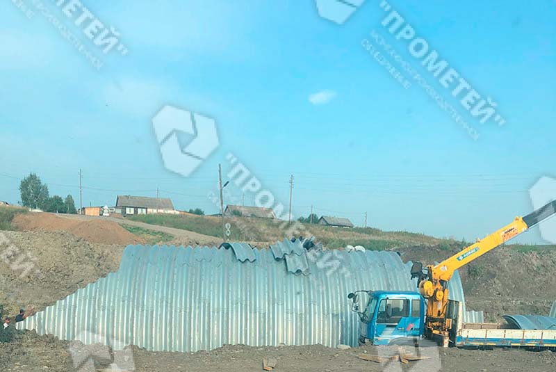 Поставка и монтаж арки из из гофрированных металлических листов